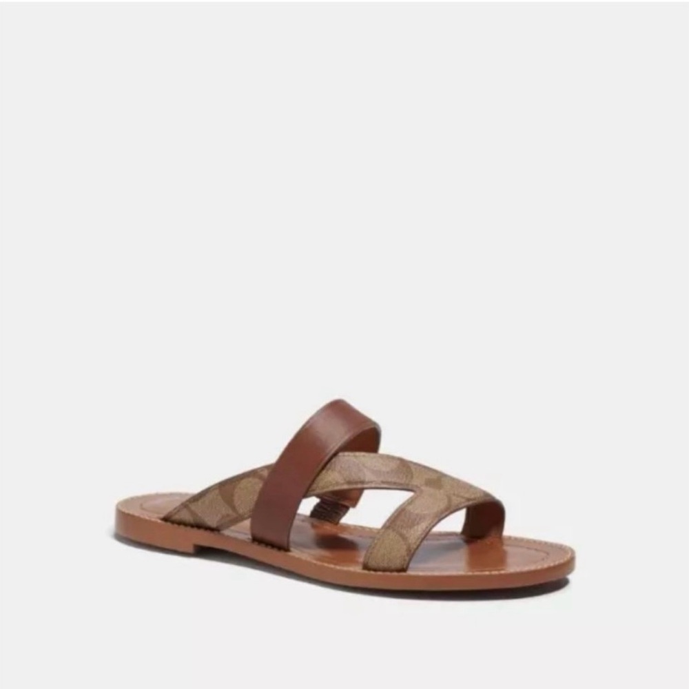 Coach Khaki Harlan Slide Sandals NWT